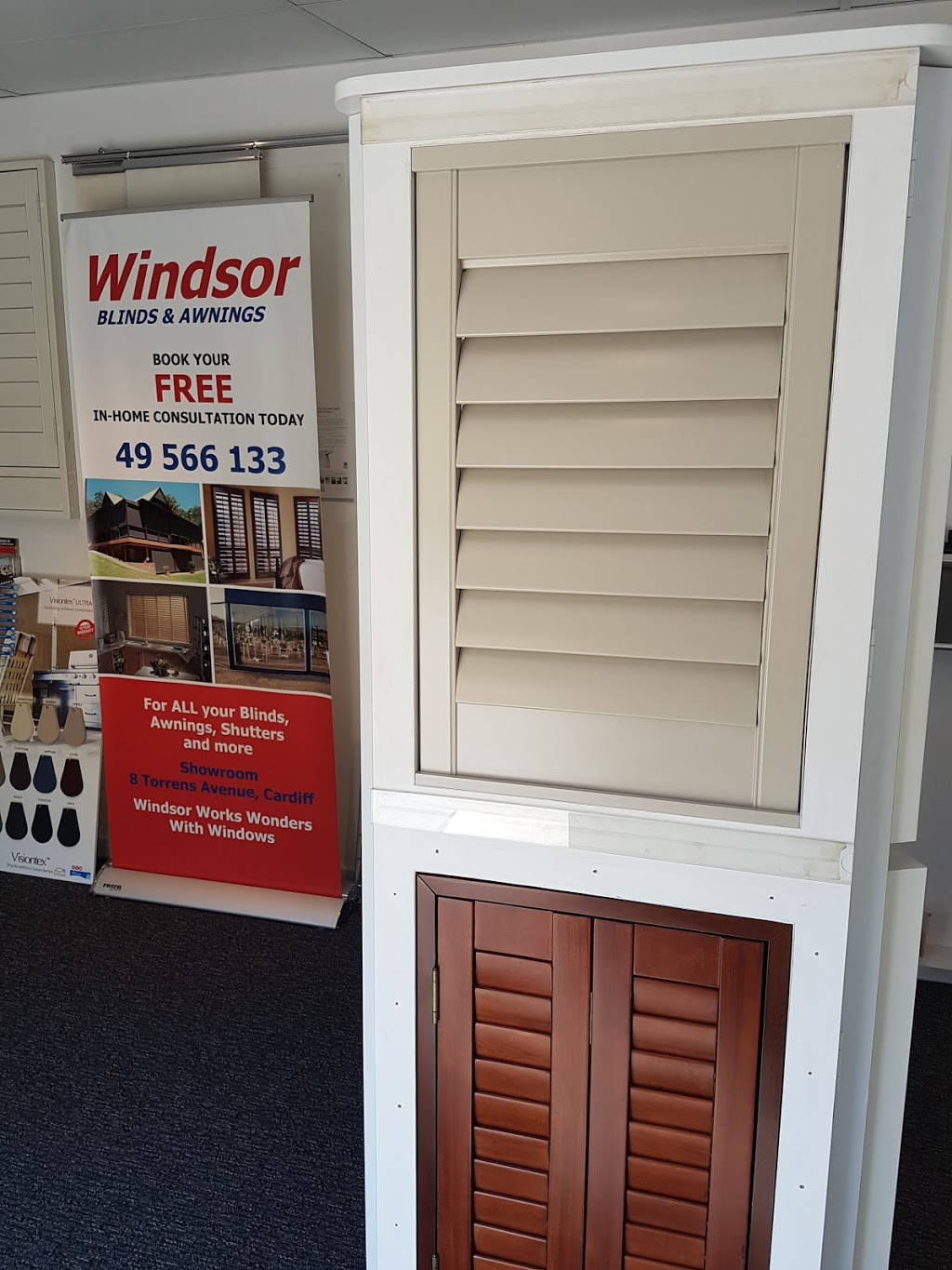 Windsor Blinds Awnings Shutters | home goods store | 8 Torrens Ave, Cardiff NSW 2285, Australia | 0249566133 OR +61 2 4956 6133
