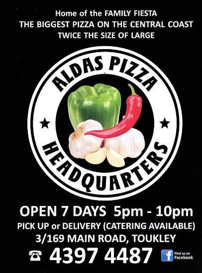 Aldas Pizza | meal delivery | 3/169 Main Rd, Toukley NSW 2263, Australia | 0243974487 OR +61 2 4397 4487