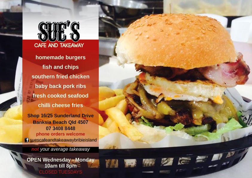 Sues Cafe and Takeaway | meal takeaway | 16/25 Sunderland Dr, Banksia Beach QLD 4507, Australia | 0734088448 OR +61 7 3408 8448