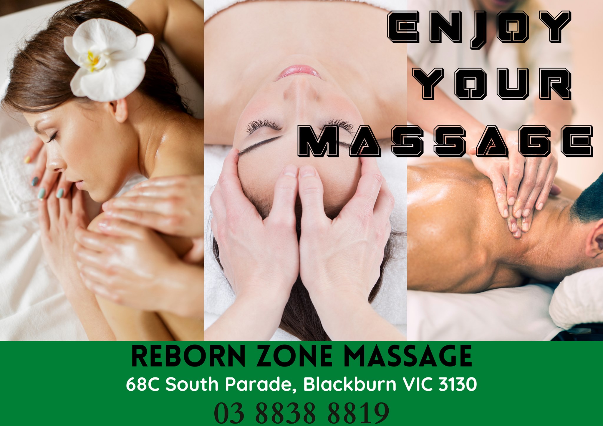 Reborn Zone Massage | health | 68C South Parade, Blackburn VIC 3130, Australia | 0388388819 OR +61 3 8838 8819