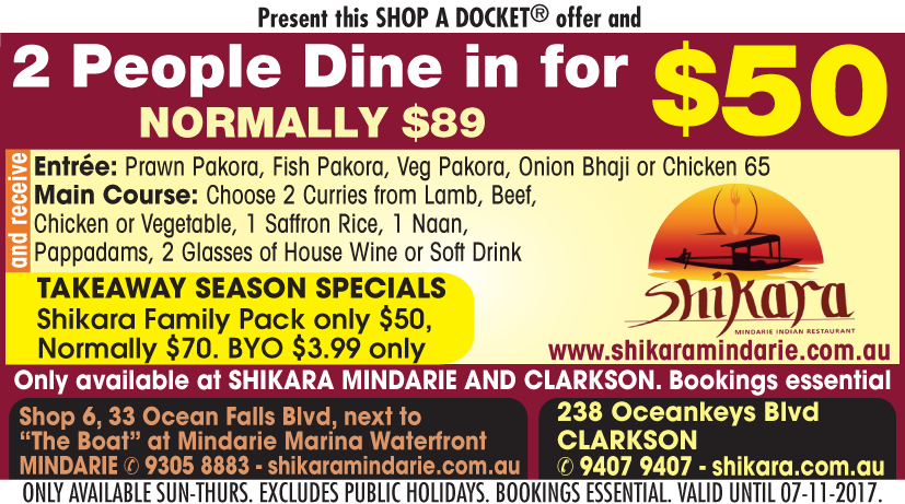 Shikara Indian Restaurant Clarkson | restaurant | 238 Ocean Keys Blvd, Clarkson WA 6030, Australia | 0894079407 OR +61 8 9407 9407