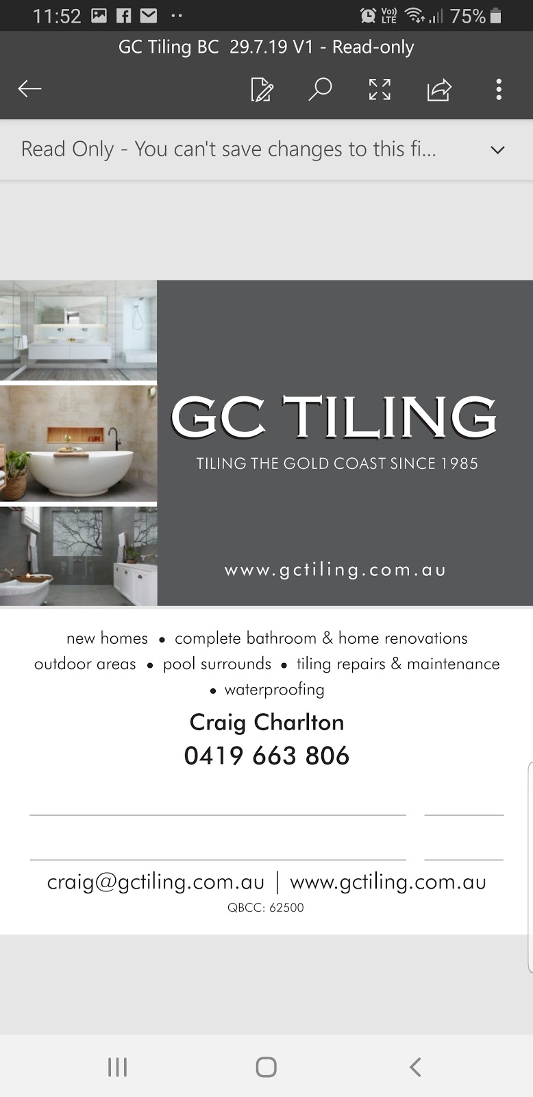 GC Tiling | 17 Brixton Ct, Tallai QLD 4213, Australia | Phone: 0419 663 806