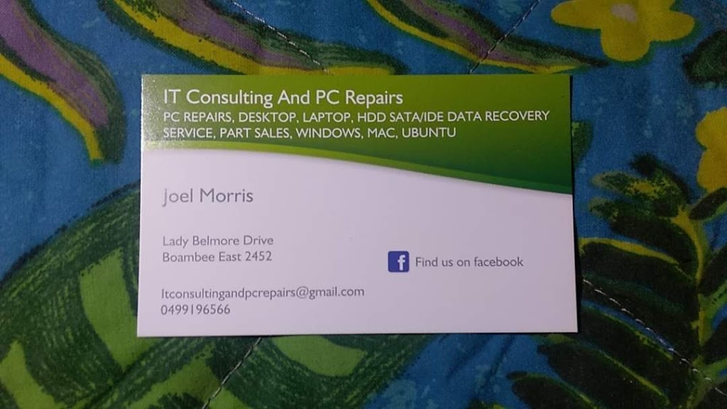 it consulting and pc repairs |  | Lady Belmore Dr, Boambee East NSW 2452, Australia | 0499196566 OR +61 499 196 566