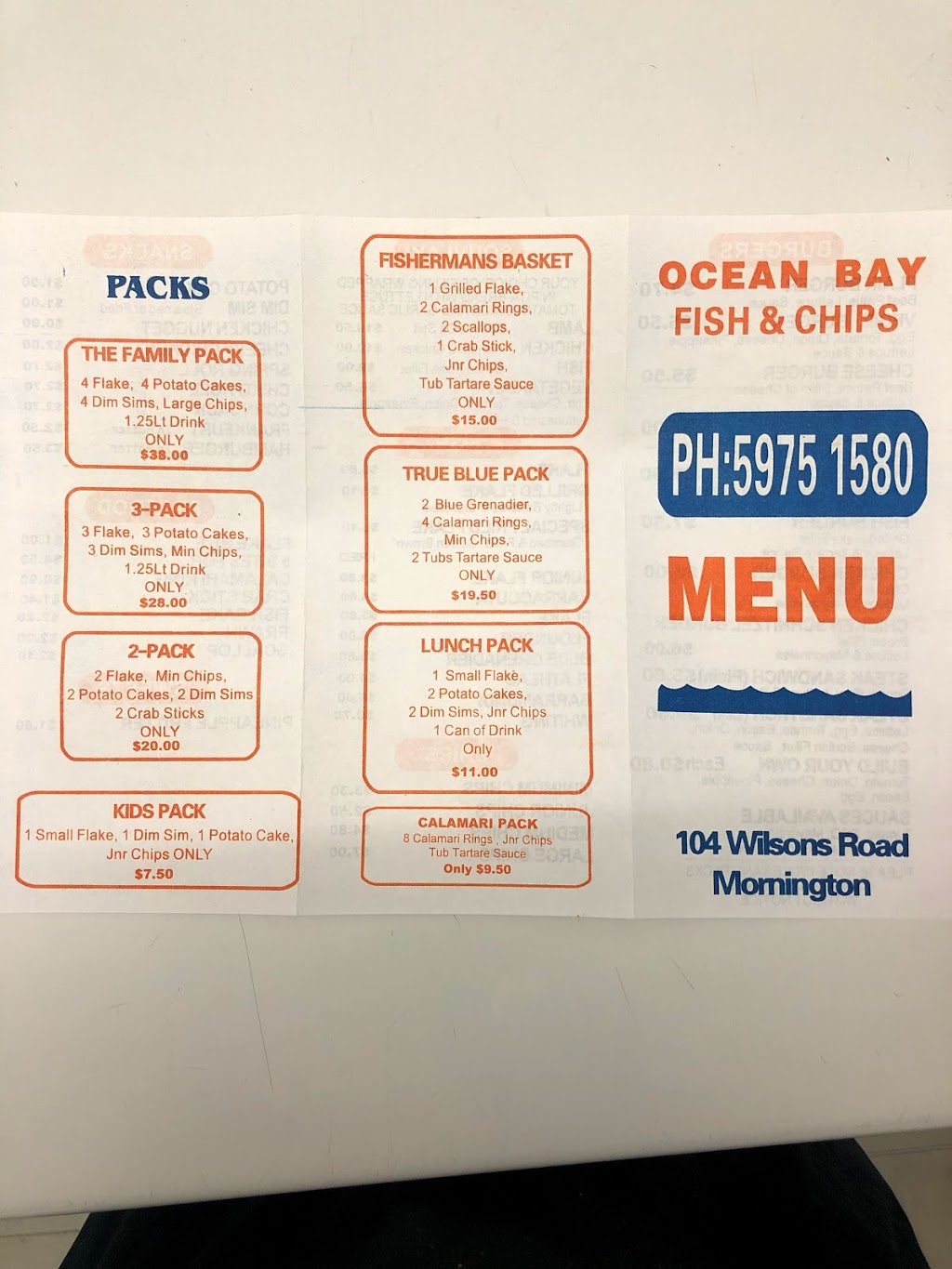 OCEAN BAY FISH AND CHIPS | meal takeaway | 104 Wilsons Rd, Mornington VIC 3931, Australia | 0359751580 OR +61 3 5975 1580
