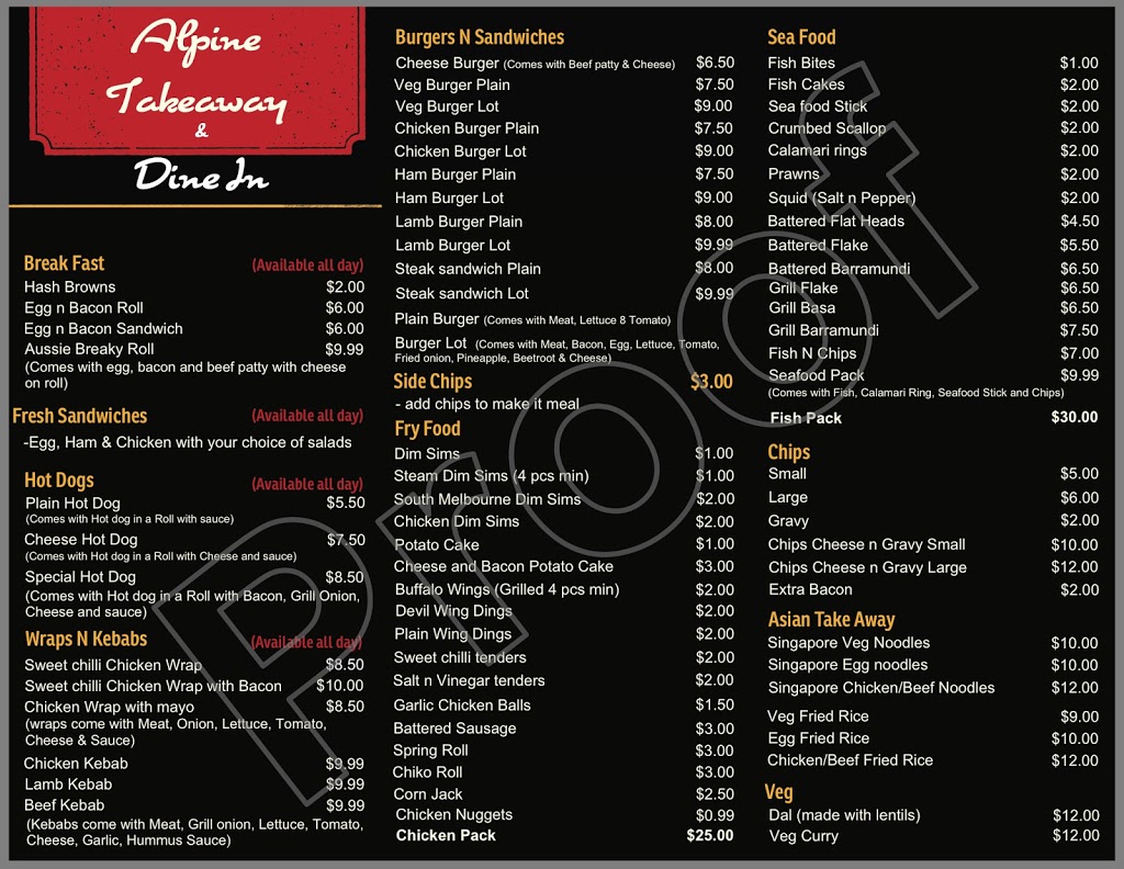 Alpine Takeaway & Fuel Tallangatta | meal takeaway | 13 Towong St, Tallangatta VIC 3700, Australia | 0260713001 OR +61 2 6071 3001