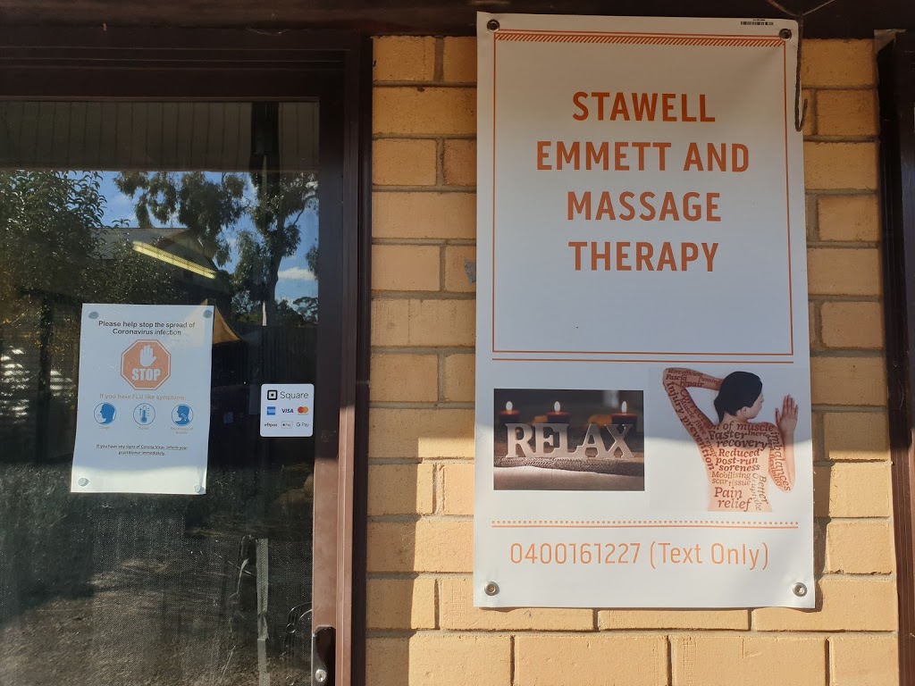 Stawell Emmett and Remedial Massage Therapy |  | 15 Fisher St, Stawell VIC 3380, Australia | 0400161227 OR +61 400 161 227
