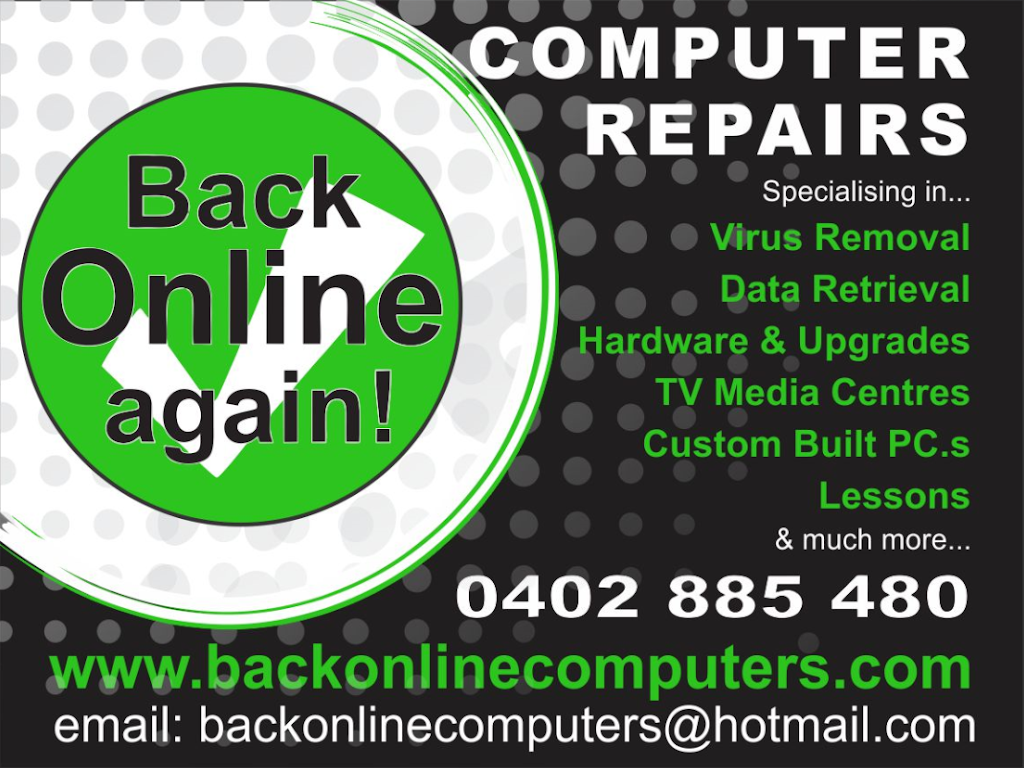 Back Online Computers | electronics store | 40 Dillon Rd, Wamberal NSW 2260, Australia | 0402885480 OR +61 402 885 480