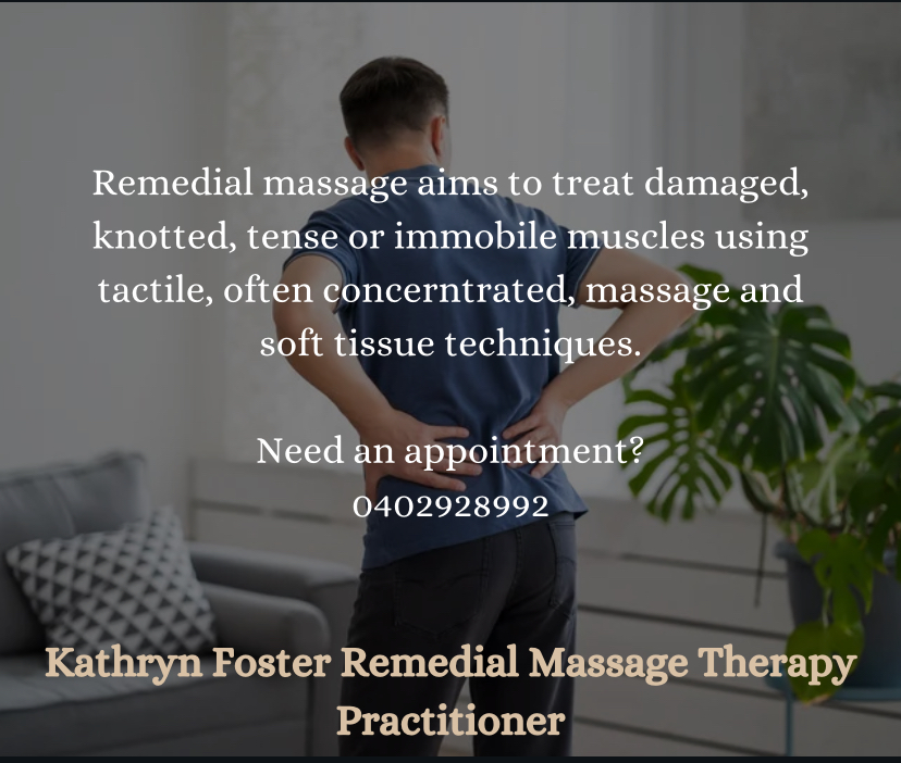 Kathryn Foster Remedial Massage Therapy Practitioner | Prendergast St, West Wodonga VIC 3690, Australia | Phone: 0402 928 992