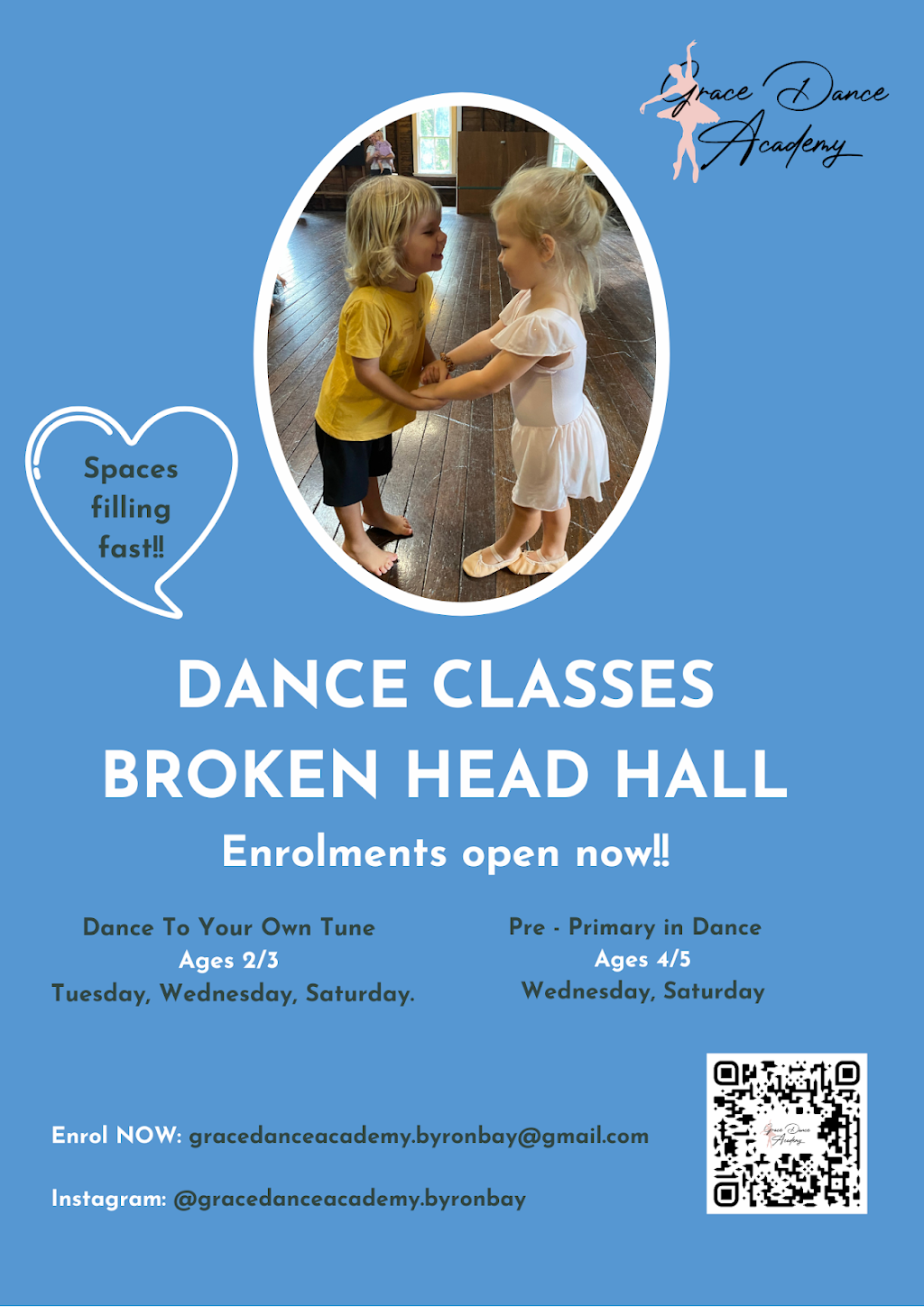 Grace Dance Academy Byron Bay | Broken Head Hall, Broken Head NSW 2481, Australia | Phone: 0411 223 309