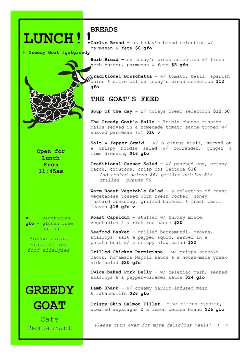 Greedy Goat Cafe/Restaurant | restaurant | 1 Pulteney St, Taree NSW 2430, Australia | 0265500022 OR +61 2 6550 0022