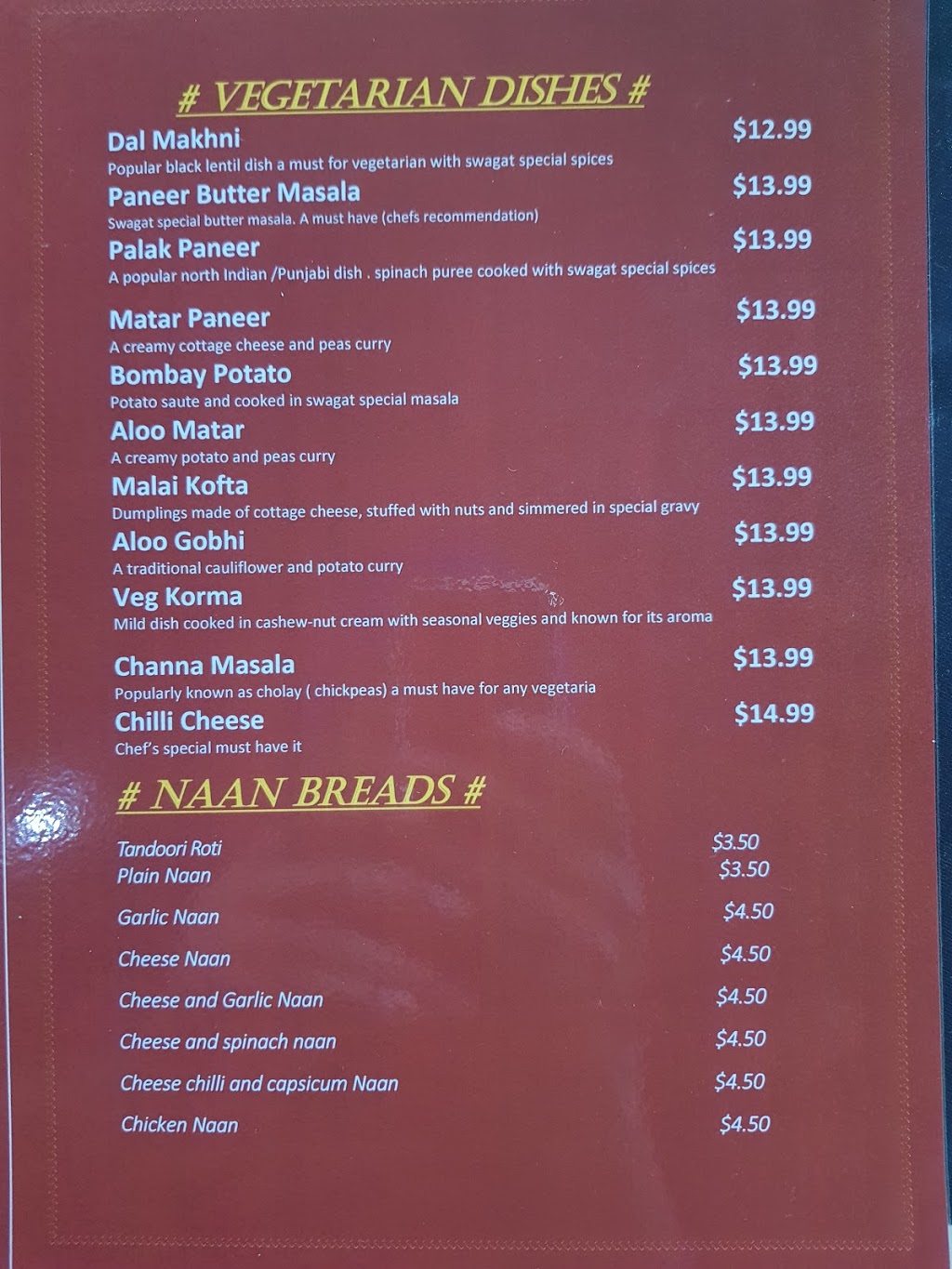 Swagat Palace Indian Restaurant | Panorama Drive, shop 9/24 Scenic Dr, Tweed Heads West NSW 2486, Australia | Phone: (07) 5599 9540
