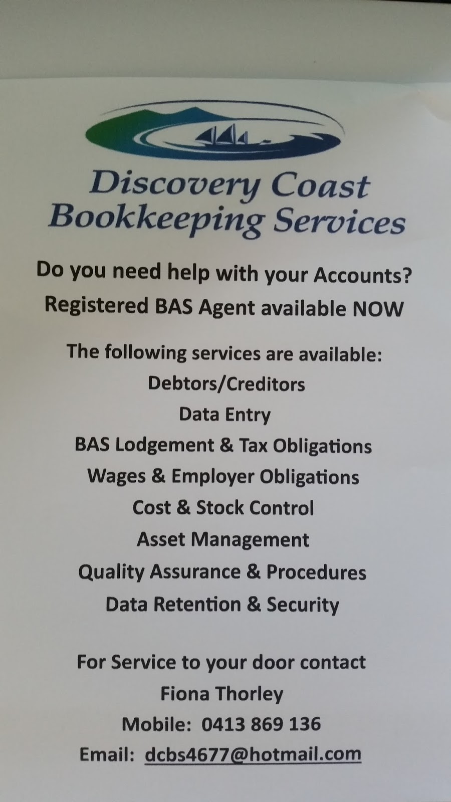 Discovery Coast Bookkeeping Services | 13 Blomfield St, Miriam Vale QLD 4677, Australia | Phone: 0413 869 136