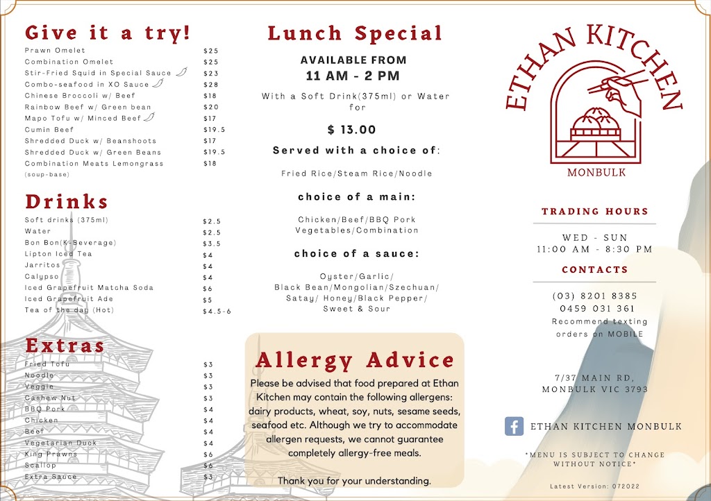 Ethan Kitchen | meal takeaway | Unit 7/37-39 Main Rd, Monbulk VIC 3793, Australia | 0459031361 OR +61 459 031 361
