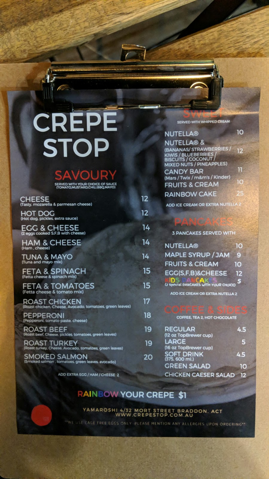 Crepe Stop | restaurant | 32 Mort St, Braddon ACT 2612, Australia