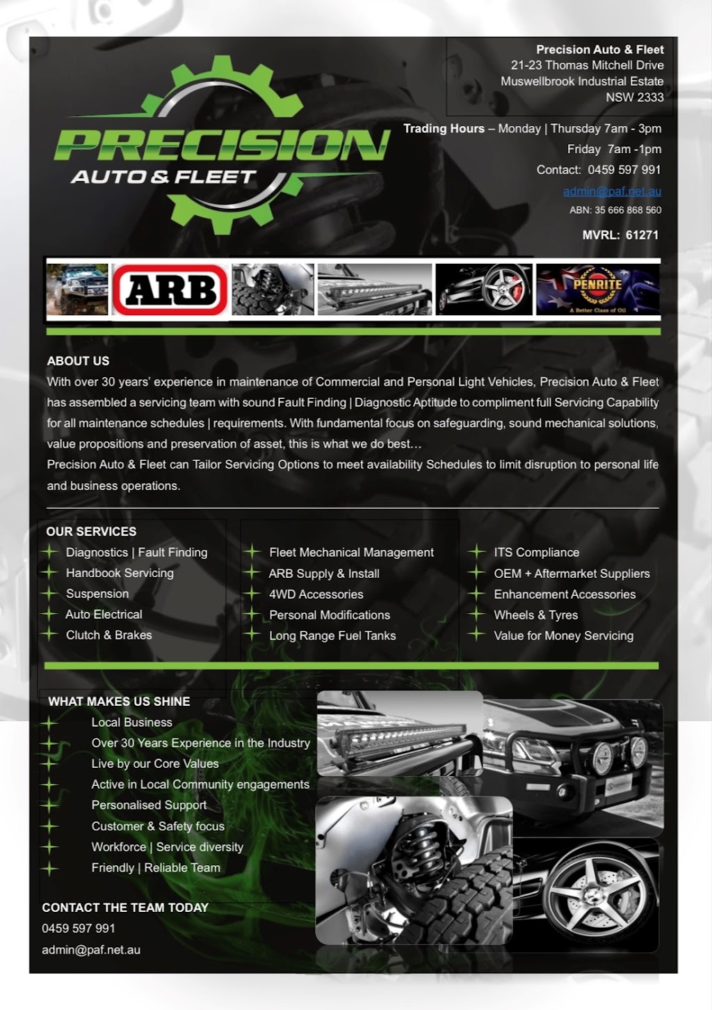 Precision Auto and Fleet | 21 Thomas Mitchell Dr, Muswellbrook NSW 2333, Australia | Phone: 0459 597 991