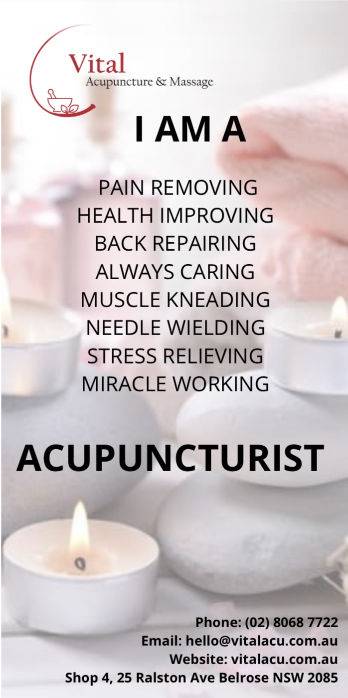 Vital Acupuncture and Massage | 4/25 Ralston Ave, Belrose NSW 2085, Australia | Phone: (02) 8068 7722