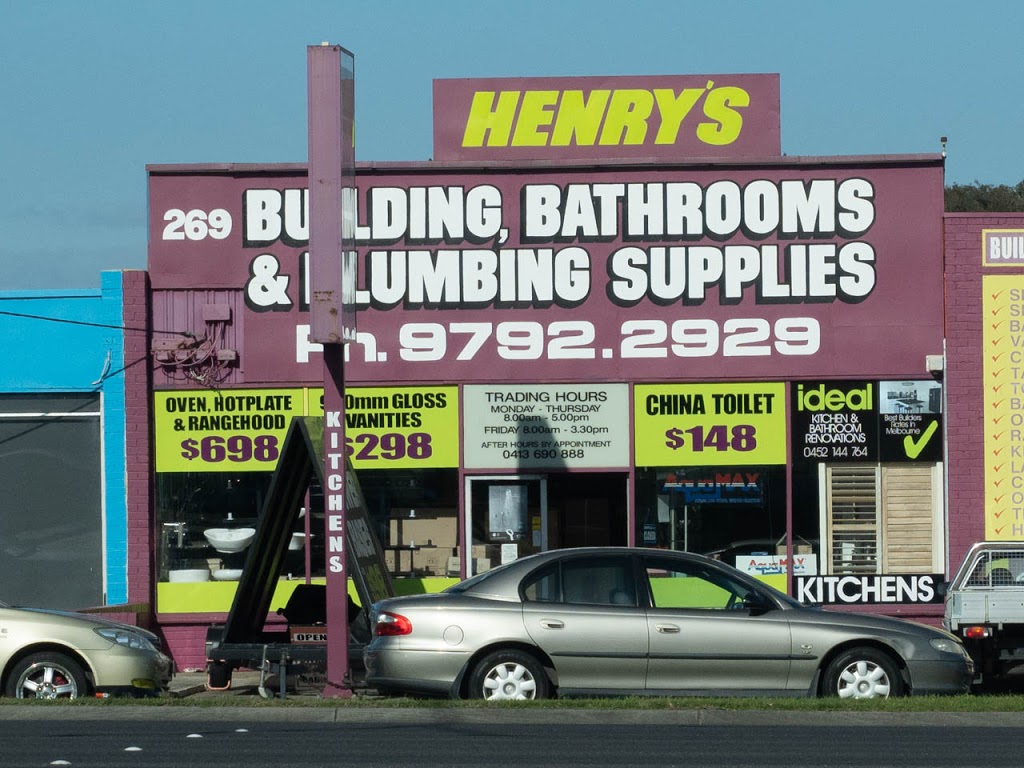 Henrys Building Bathrooms & Plumbing Supplies | home goods store | 269 Princes Hwy, Dandenong VIC 3175, Australia | 0397922929 OR +61 3 9792 2929