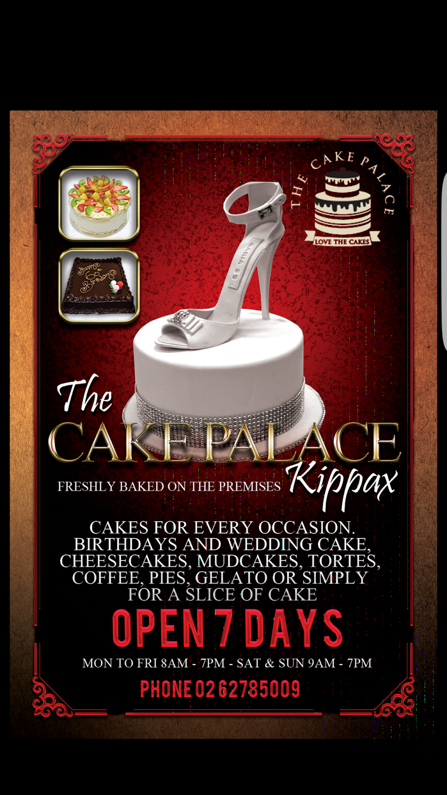The Cake Palace Kippax | cafe | 104 Hardwick Cres, Holt ACT 2615, Australia | 0262785009 OR +61 2 6278 5009