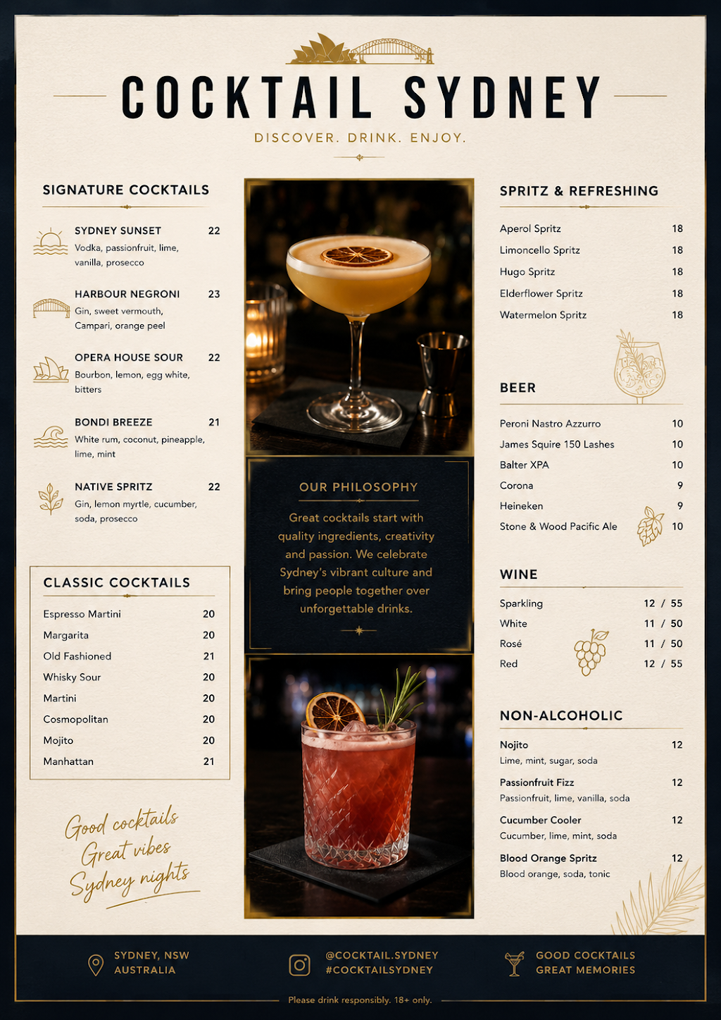 cocktail Sydney | 69 Brown St, Dungog NSW 2420, Australia | Phone: (02) 9064 6655
