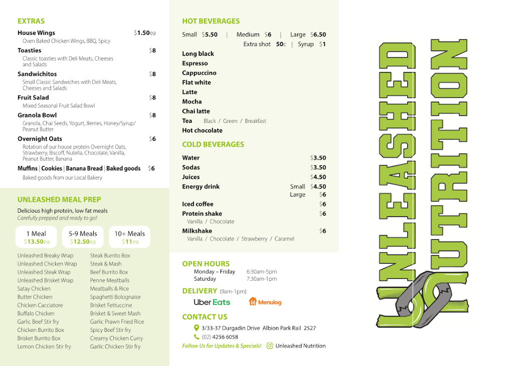 Unleashed Nutrition | 3/33-37 Durgadin Dr, Albion Park Rail NSW 2527, Australia | Phone: (02) 4256 6058