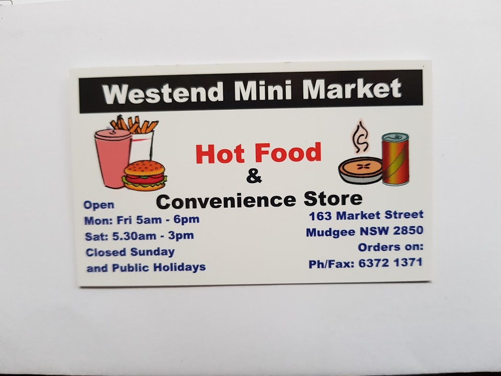 West End Mini Market | meal takeaway | 163 Market St, Mudgee NSW 2850, Australia | 0263721371 OR +61 2 6372 1371