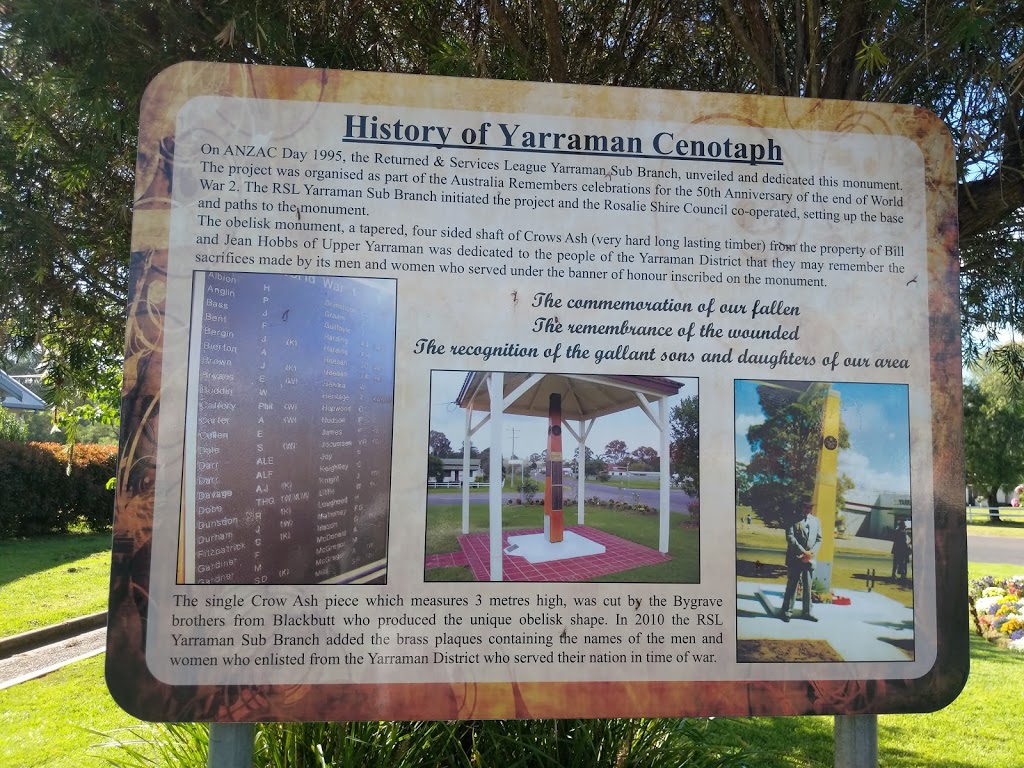 Yarraman Memorial Park | park | Yarraman QLD 4614, Australia | 131872 OR +61 131872