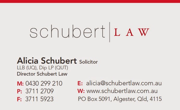 Schubert Law Pty Ltd | lawyer | 31 Lancewood St, Algester QLD 4115, Australia | 0737112709 OR +61 7 3711 2709