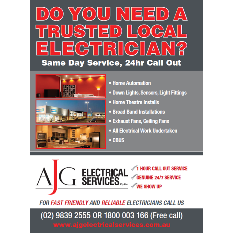 AJG Electrical Services | electrician | 5/10-12 Wingate Rd, Mulgrave NSW 2756, Australia | 1800003166 OR +61 1800 003 166