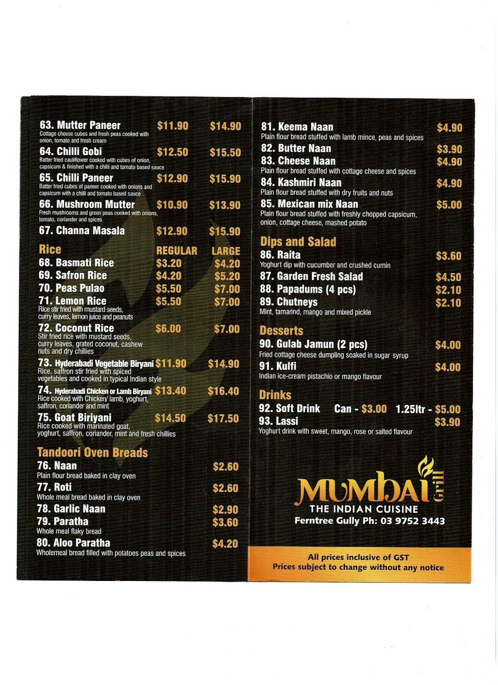 Mumbai Grill the Indian Cuisine | 42 Forest Rd, Ferntree Gully VIC 3156, Australia | Phone: (03) 9752 3443