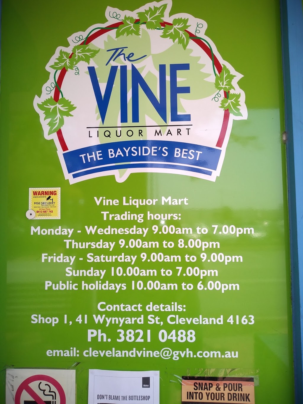 The Vine Liquor Marts | store | 41 Wynyard St, Cleveland QLD 4163, Australia | 0738210488 OR +61 7 3821 0488