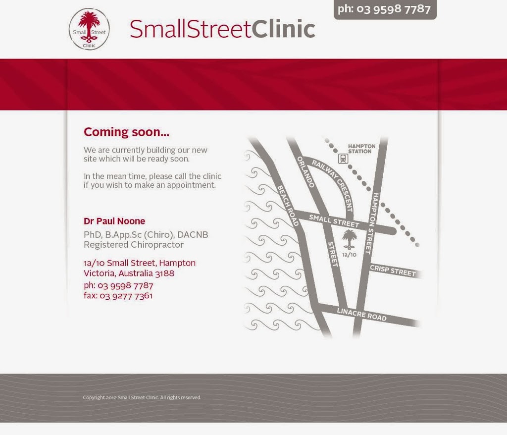 Small Street Clinic | health | 1A/10 Small St, Hampton VIC 3188, Australia | 0395987787 OR +61 3 9598 7787