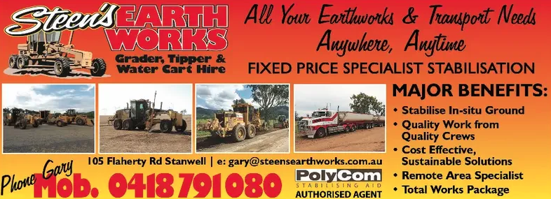 Steens Earthworks | 105 Flaherty Rd, Stanwell QLD 4702, Australia | Phone: 0418 791 080