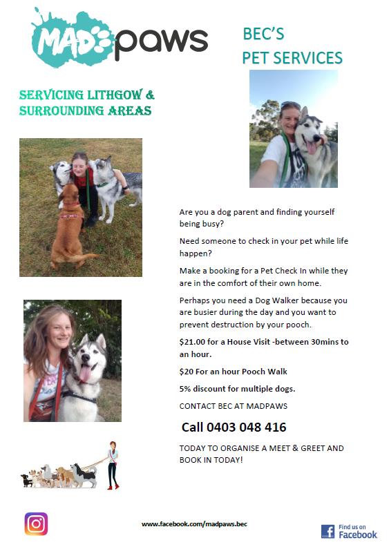 Mad Paws Bec |  | Vickers St, Littleton NSW 2790, Australia | 0403048416 OR +61 403 048 416