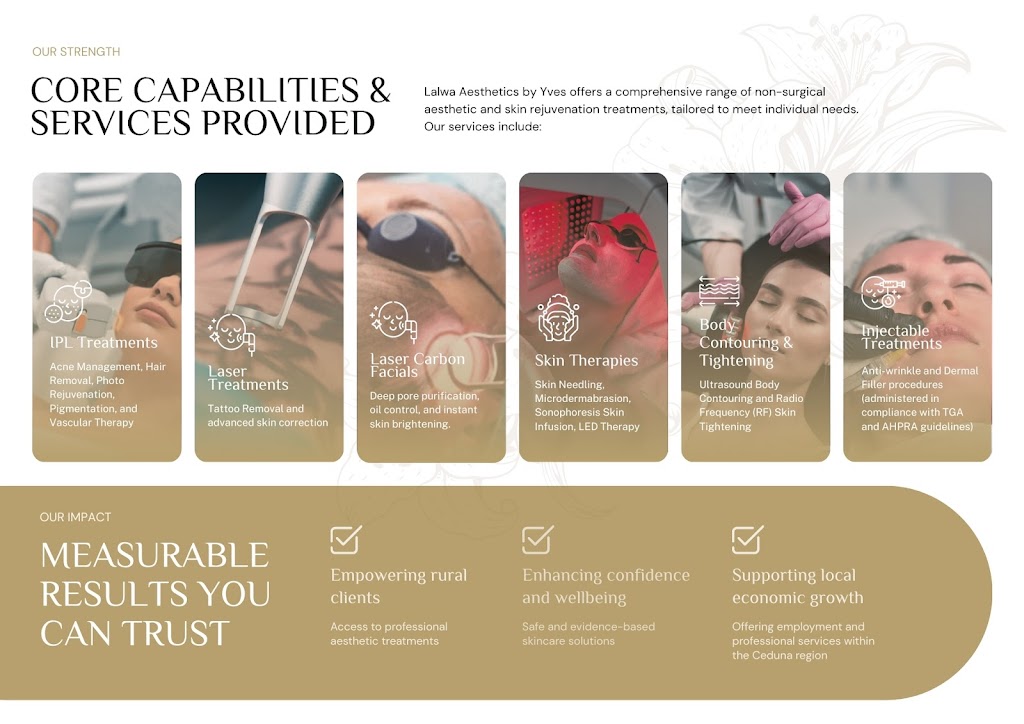 Lalwa Aesthetics by Yves | 14 Laguna Ave, Ceduna Waters SA 5690, Australia | Phone: 0482 902 039