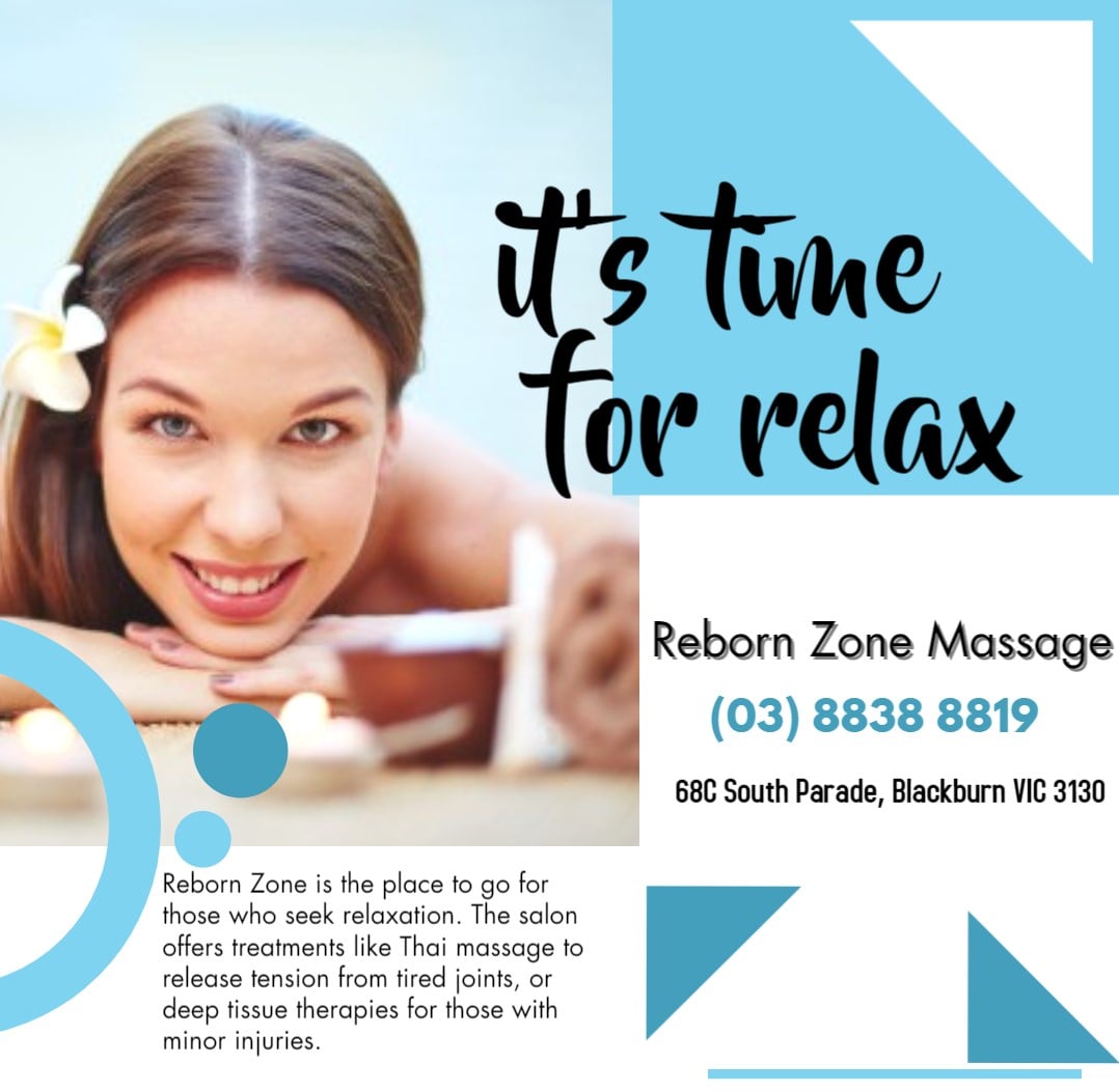 Reborn Zone Massage | 68C South Parade, Blackburn VIC 3130, Australia | Phone: 03 8838 8819