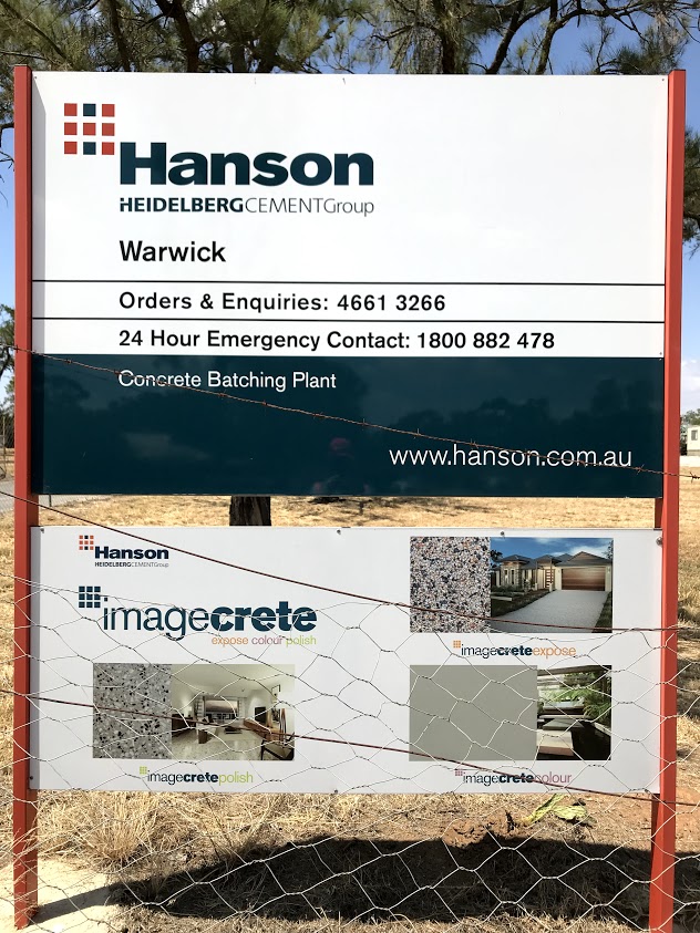 Hanson Concrete Warwick | Bracker Rd, Warwick QLD 4370, Australia | Phone: (07) 4661 3266
