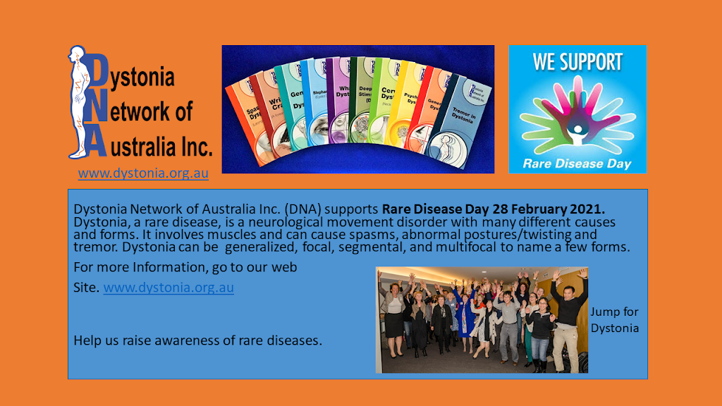 Dystonia Network of Australia Inc. (DNA) |  | 9 Denman Parade, Leura NSW 2780, Australia | 0247843368 OR +61 2 4784 3368
