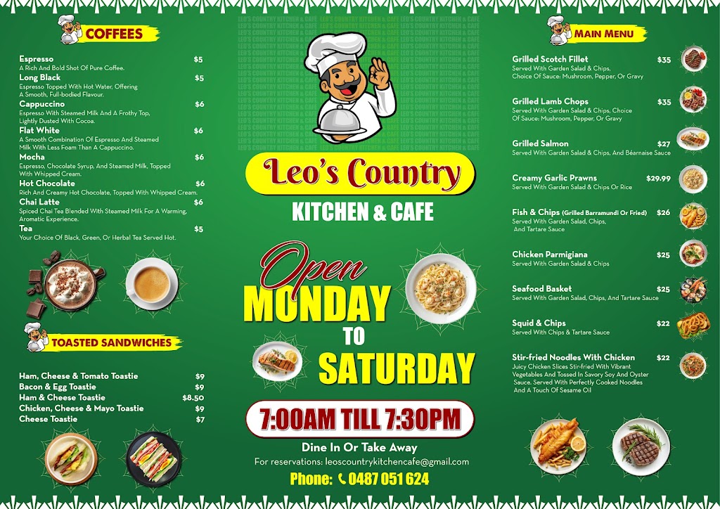 Leos Country Kitchen & Cafe | 75 Tower St, Leonora WA 6438, Australia | Phone: 0477 439 544