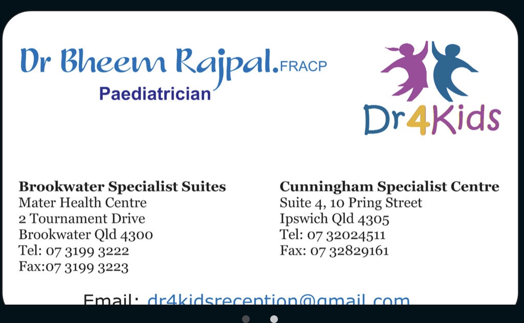 Dr Bheem Rajpal Paediatrician | health | 2 Tournament Dr, Brookwater QLD 4300, Australia | 0731993222 OR +61 7 3199 3222