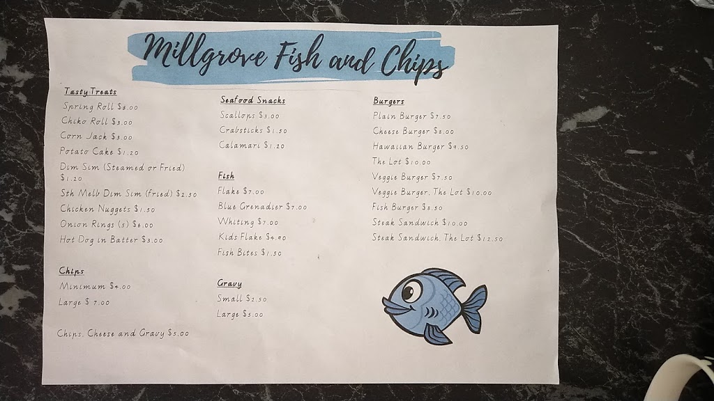 Millgrove Fish and Chips | 3/3039 Warburton Hwy, Millgrove VIC 3799, Australia | Phone: (03) 5966 5870
