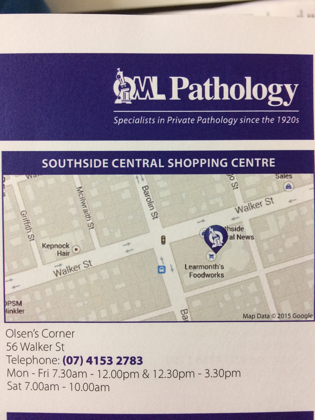 QML Pathology | Southside Central Shopping Centre, 56 Walker St, Walkervale QLD 4670, Australia | Phone: (07) 4153 2783