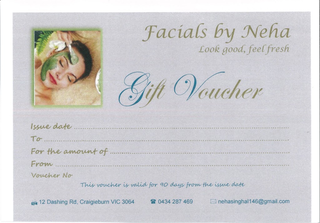 Facials by Neha (Look good, feel fresh) | spa | 12 Dashing Rd, Craigieburn VIC 3064, Australia | 0434287469 OR +61 434 287 469