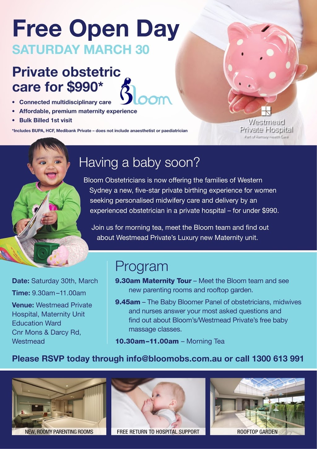 Bloom Obstetricians | doctor | Cnr Mons &, Darcy Rd, Westmead NSW 2145, Australia | 1300613991 OR +61 1300 613 991