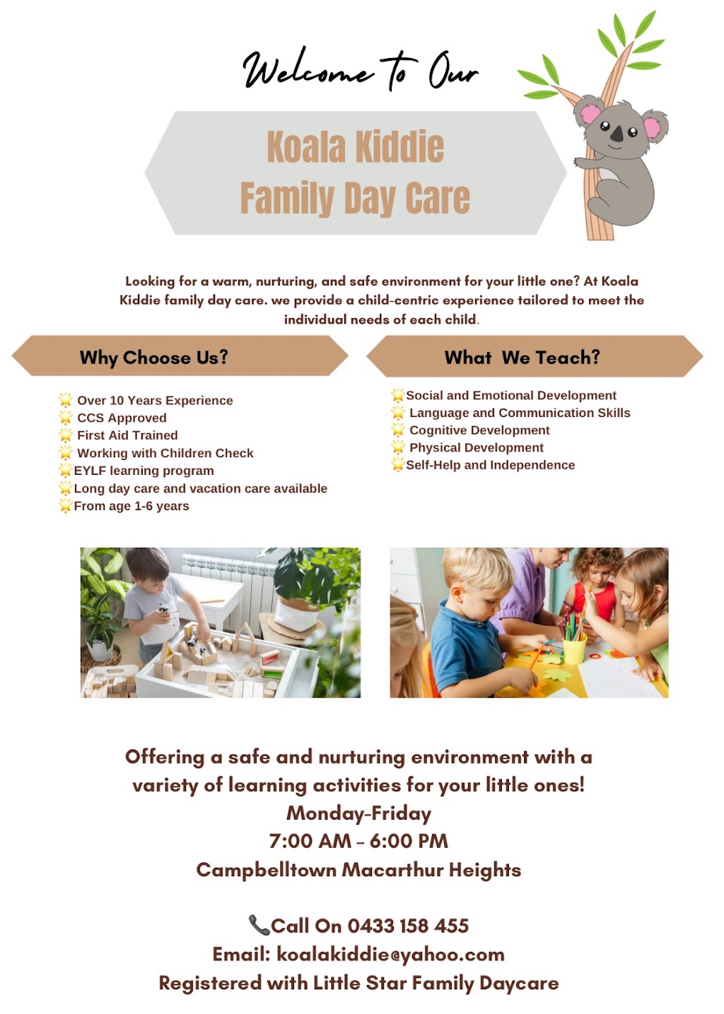 Koala kiddie family day care | 7 Centaurus St, Campbelltown NSW 2560, Australia | Phone: 0433 158 455