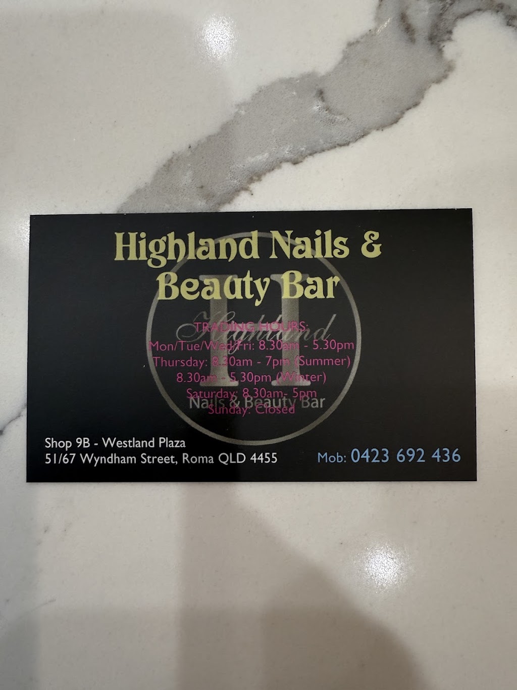 HIGHLAND NAILS AND BEAUTY BAR ROMA - QUEENSLAND | Wyndham St, Roma QLD 4455, Australia | Phone: 0423 692 436