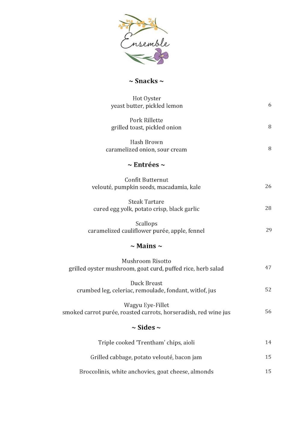 Restaurant Ensemble | 2/22 High St, Trentham VIC 3458, Australia | Phone: 0493 446 261
