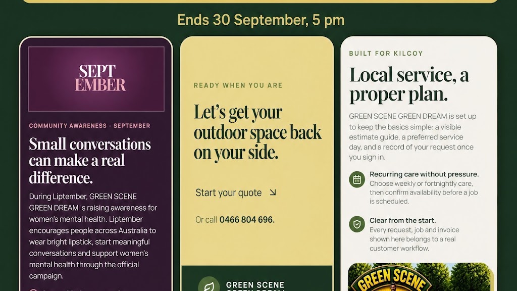 GREEN SCENE GREEN DREAM | William St, Kilcoy QLD 4515, Australia | Phone: 0466 804 696