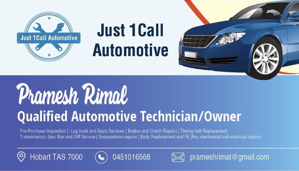 Just 1 Call Automotive | car repair | 8/10 Main Rd, Claremont TAS 7011, Australia | 0362752189 OR +61 3 6275 2189