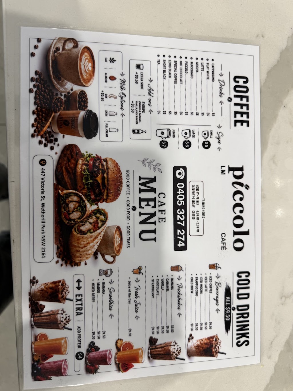 LM Piccolo Cafe | 447 Victoria St, Wetherill Park NSW 2164, Australia | Phone: 0405 327 274