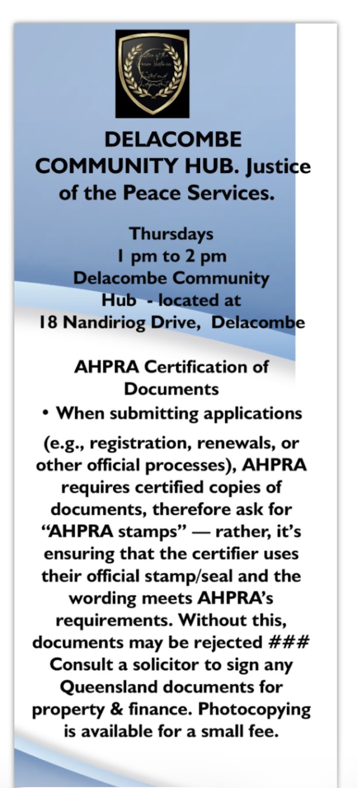 (JP) Justice of the Peace Sebastopol Ballarat NC | 11 Tuppen Dr, Sebastopol VIC 3356, Australia | Phone: (03) 5329 3273